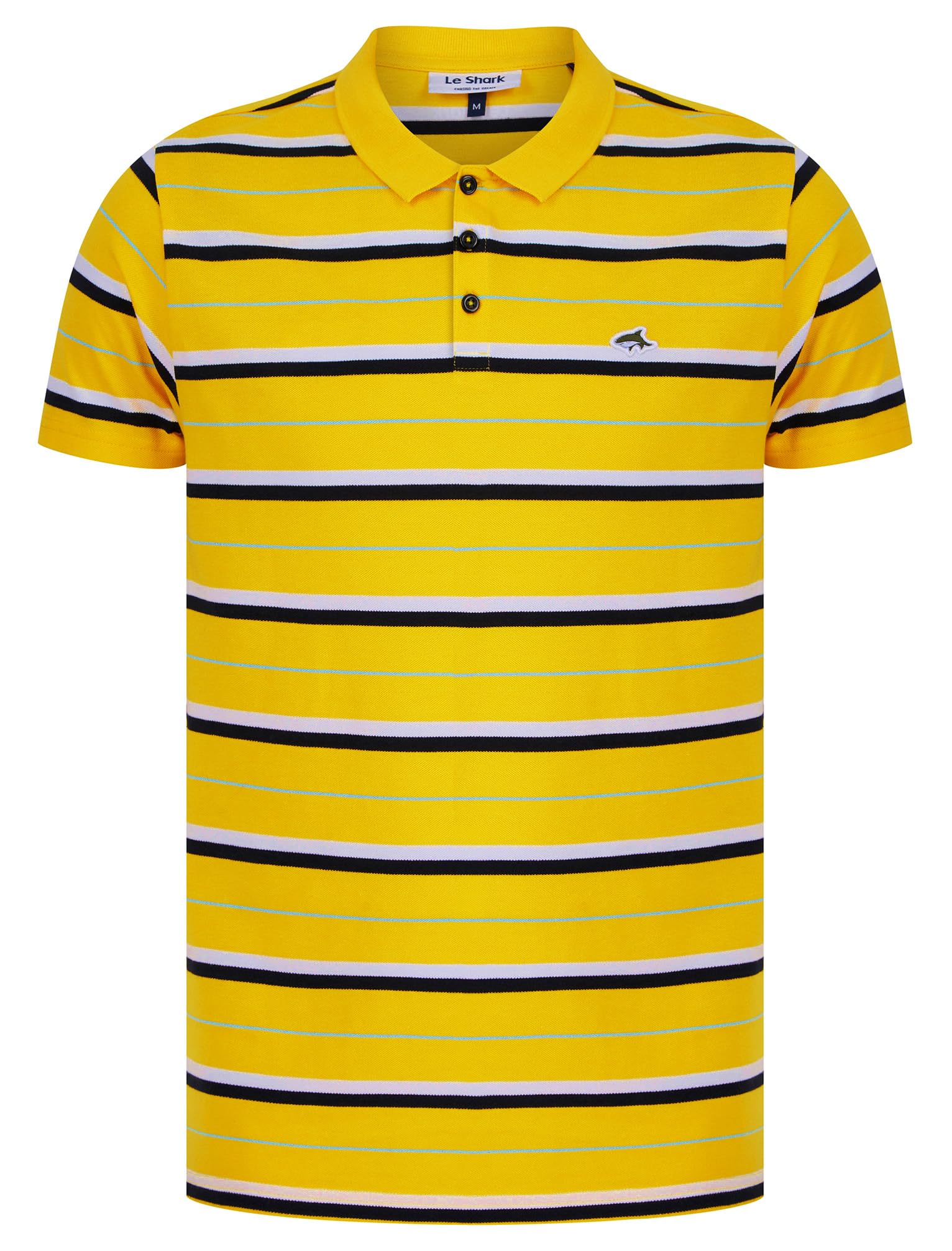 Le Shark Men's Lant - Yellow 'Lant' Yarn Dyed Striped Cotton Pique Polo Shirt