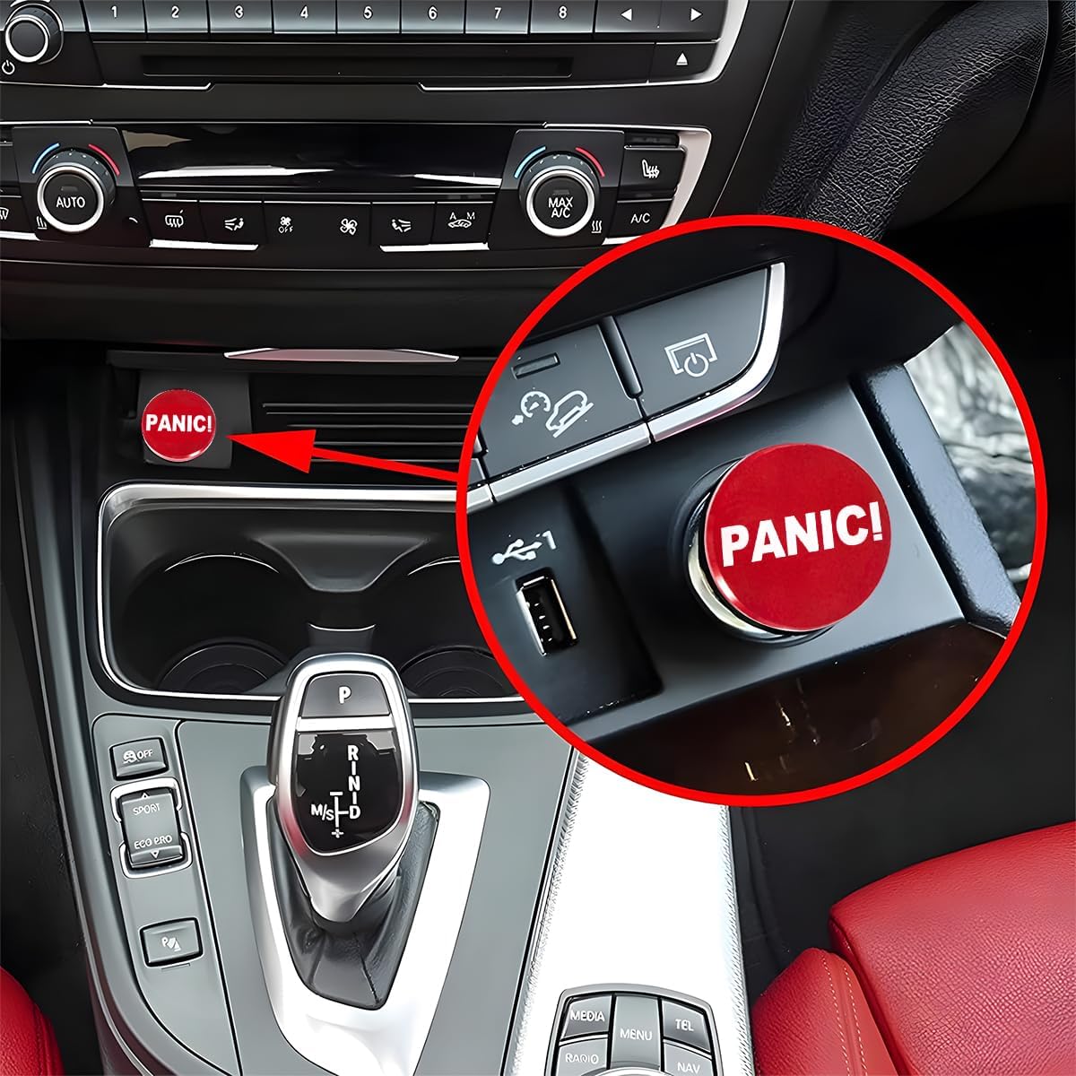 AUCELI Panic Button Car Cigarette Lighter Plug, Aluminum Alloy Push Button Cigarette Lighter Replacement For Most Vehicles with Standard 12 Volt Power Source, Car Accessory (Red)