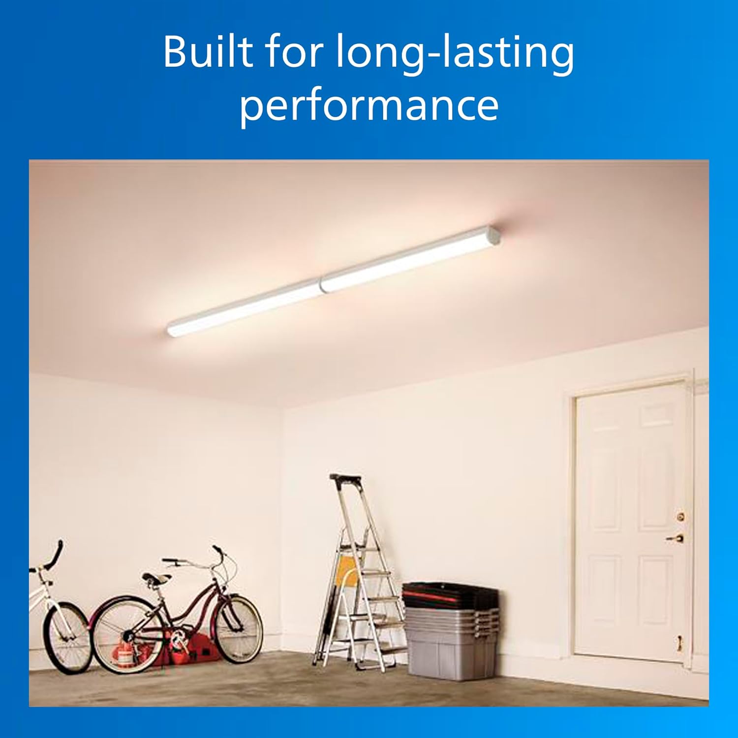 Philips LED 2-Pack 4FT High Brightness Utility Garage Shop Batten Strip Fixture, Hardwired, 3800/4300/5200lm, CCT 3500/4000/5000K, 50,000 Hours, Damp Rated, 120-277V - Basement Ceiling Undercabinet