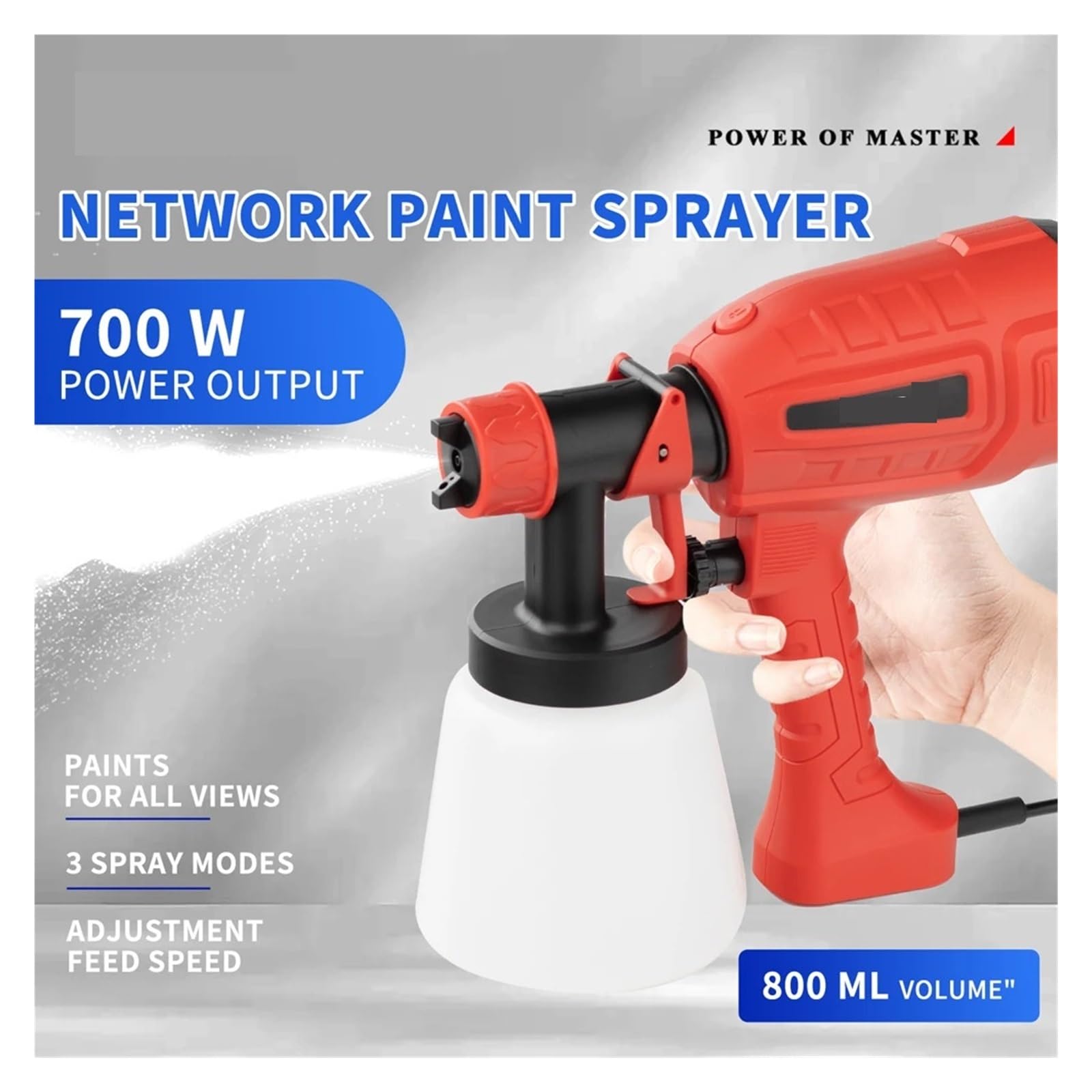800ML Elektryczny Pistolet Natryskowy Narzędzia Dużej Mocy Pistolet Do Malowania Auto Gospodarstwa Domowego Czerwony Elektryczny Pistolet Natryskowy łAtwa W UżYciu