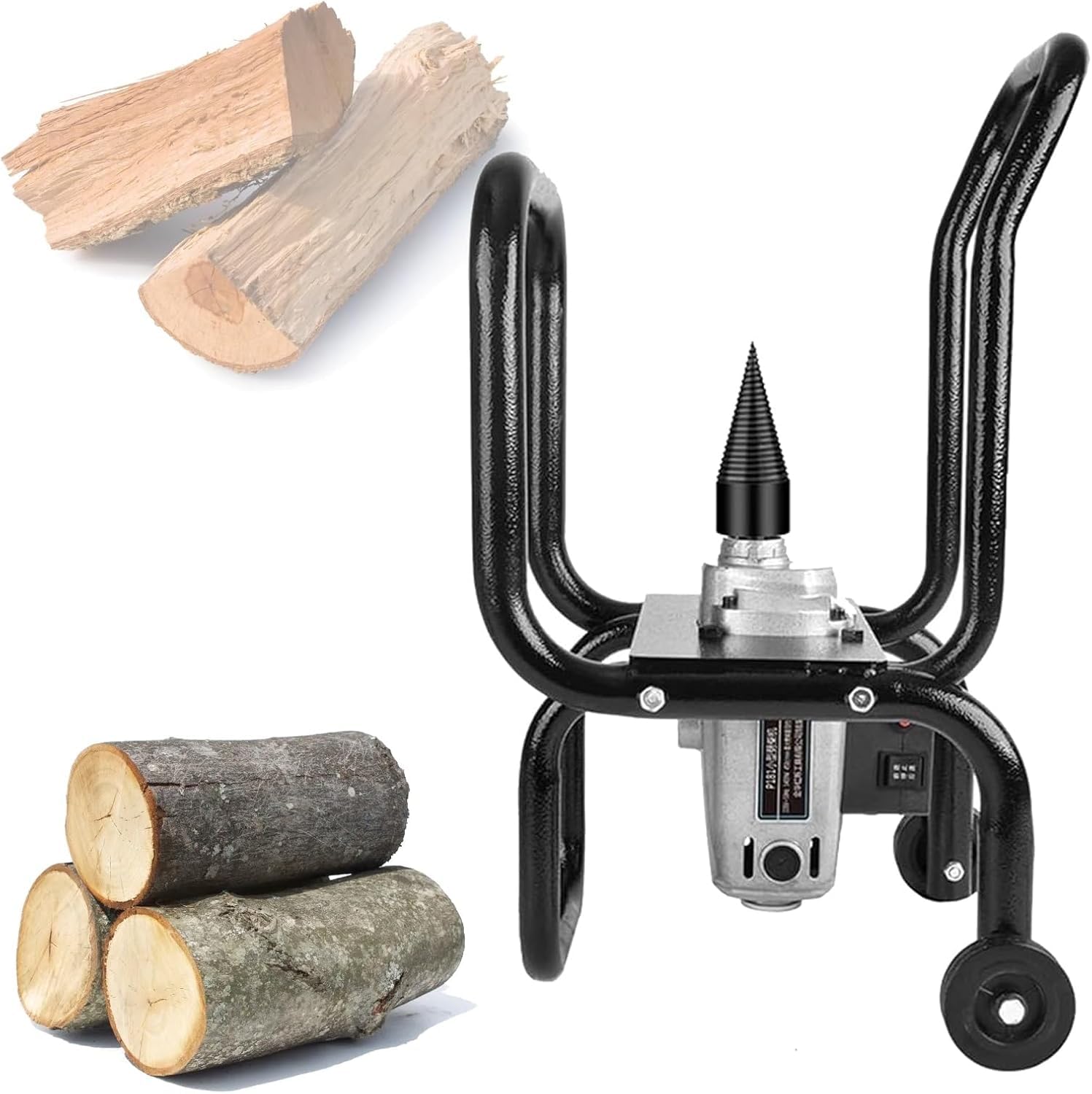 Rajadora de leña eléctrica, máquina totalmente automática para rajar leña, diámetro de corte de 20 cm, rotación hacia adelante y hacia atrás, para chimeneas y fogatas.