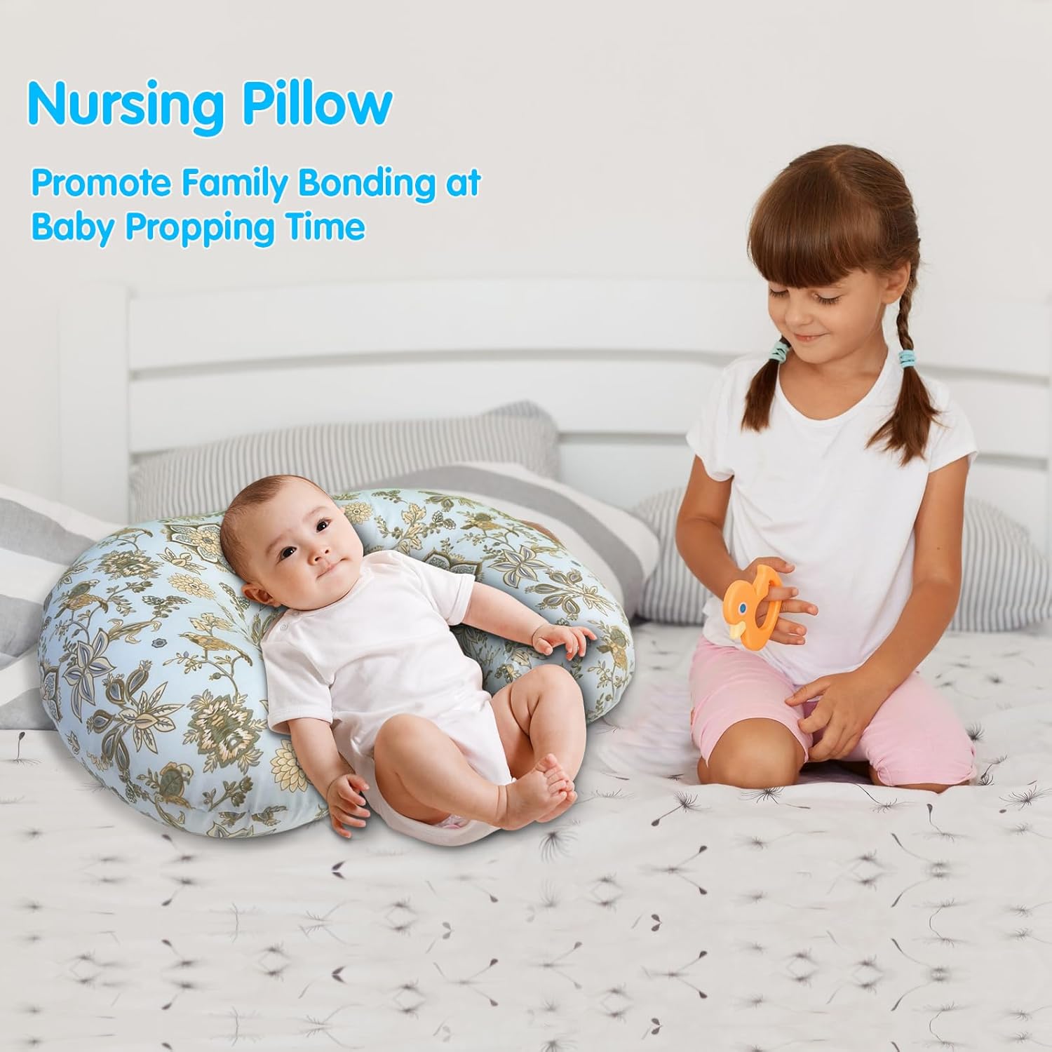 Nursing Pillow, Breastfeeding Pillow with Removable Cover, Ergonomic Breast Feeding Pillow, Baby Feeding Pillow for Mom Easier Breastfeeding- Original Size/Boho Garden - Image 4