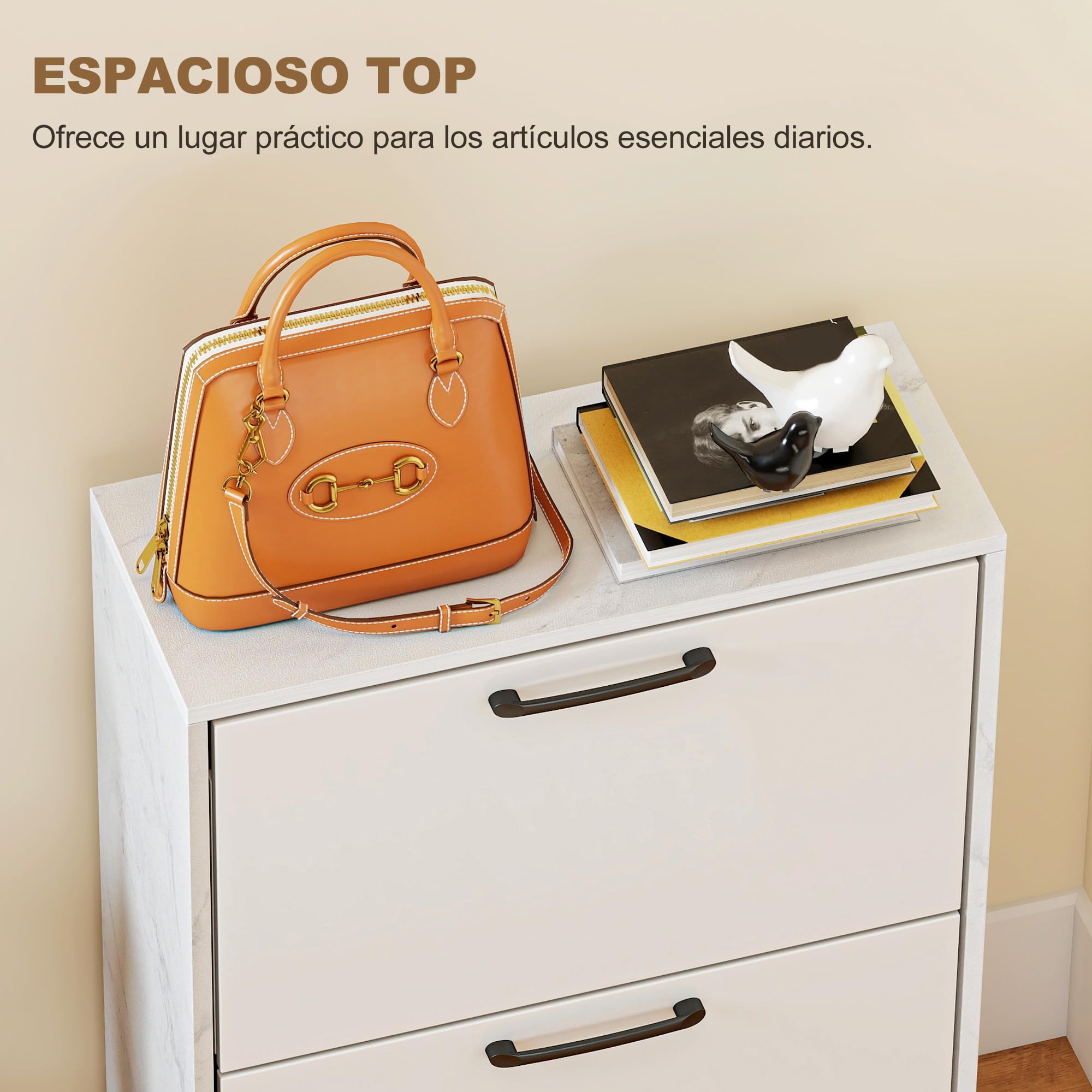HOMCOM Zapatero Estrecho 2 Puertas de Alto Brillo 60x24x80 cm Blanco | Zapatero Entrada Recibidor, Estantes Ajustables, Diseño Mármol, para 8 Pares de Zapatos, Espacios Reducidos