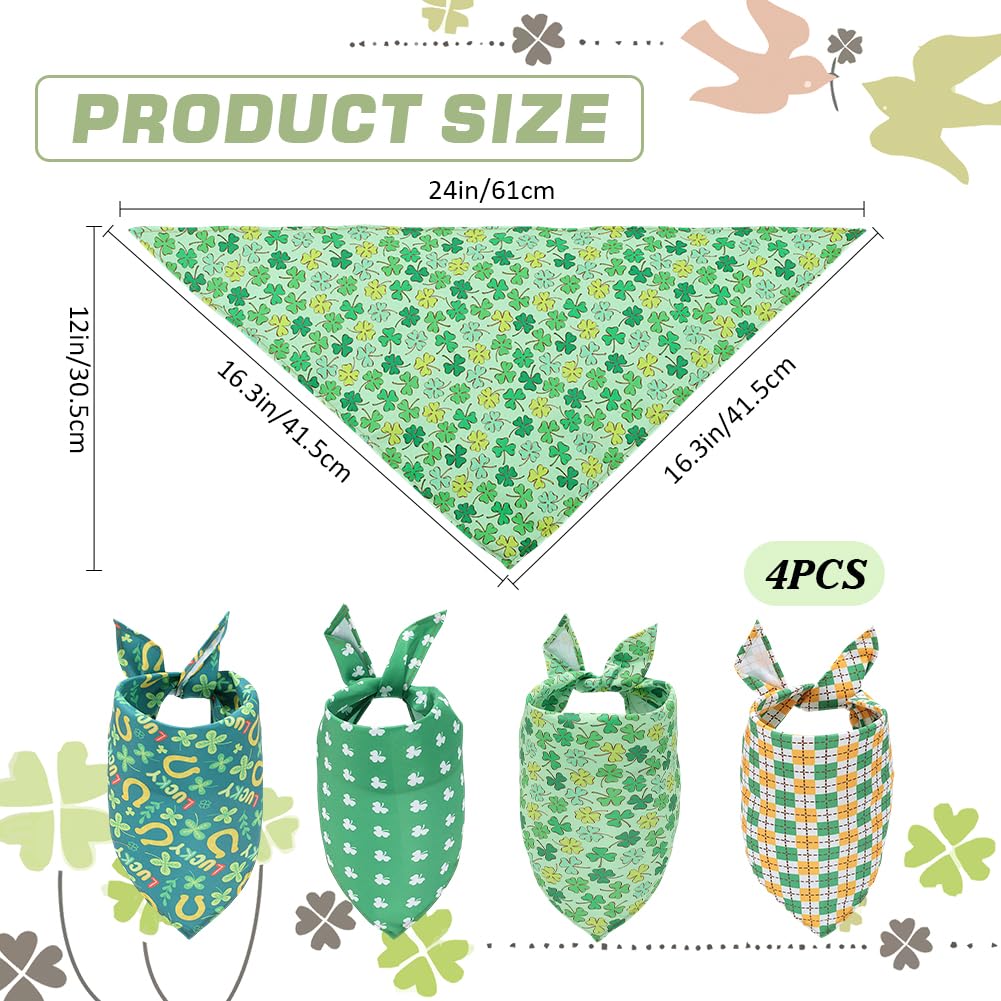 CRASPIRE 4 Styles St. Patrick Dog Bandana Green Wedding Pet Bandana Four-Leaf Clover Triangle Pet Dog Scarf Engagement Wedding Announcement Photo Props Collars Accessories for Pet Dog Lovers Gifts - Image 2