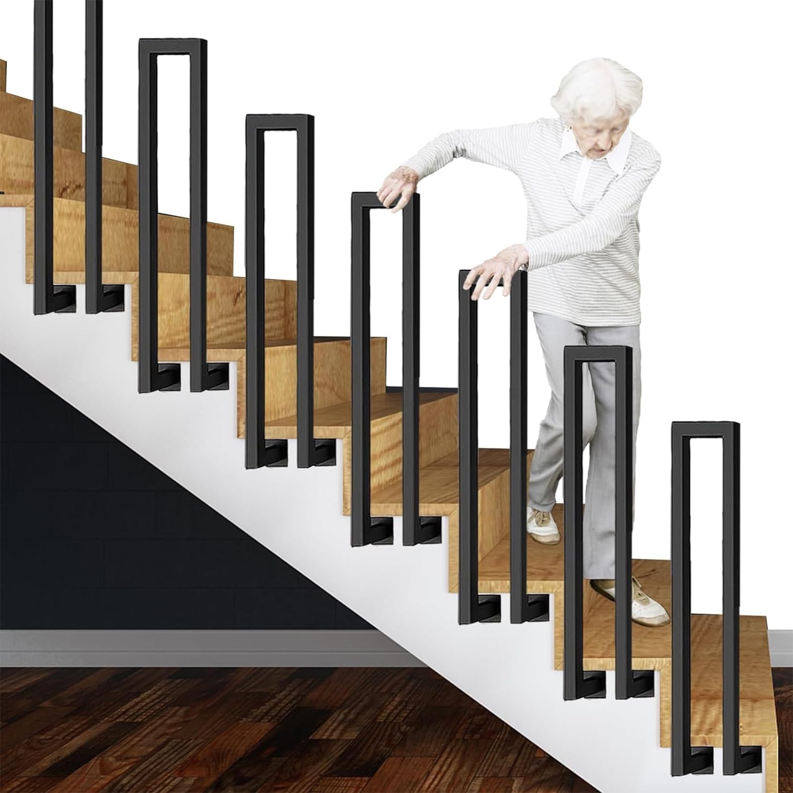 Rampe d'escalier en fer forgé au design industriel en U pour intérieur et loft