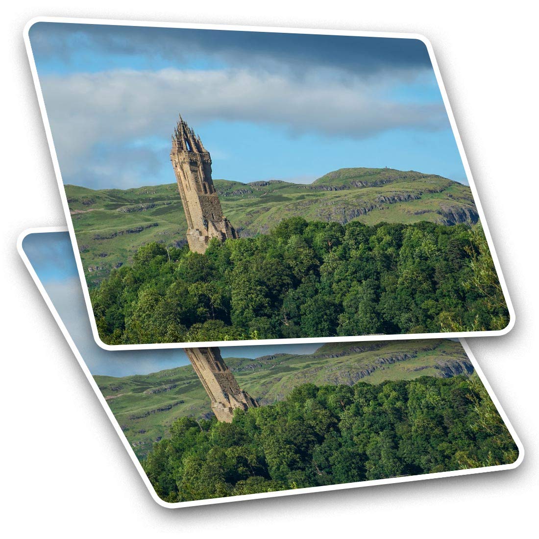 Destination Vinyl Ltd Multi Rectangle Stickers (Set Of 2) 10Cm - Wallace Monument Scotland Uk Fun Decals For Laptops,Tablets,Luggage,Scrap Booking,Fridges, #2265