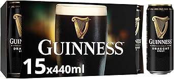 Guinness Draught Stout Beer | 4.1% vol | 15 x 440ml | Official Beer of the Premier League | Iconic Stout | Rich Smooth Head & Sweetness of Malt Balanced with Hops : Amazon.co.uk: Grocery