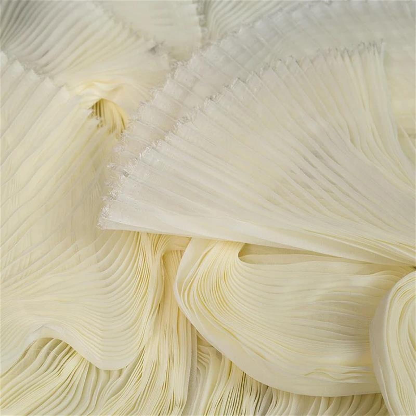 Ribete de Gasa Plisada con Volantes, Tela Plisada el 100x145cm Multicolor de la Gasa del poliéster Perla for Coser y Hacer Artes(Beige)