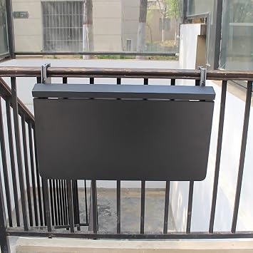 Balcony Bar Table For Railings,Outdoor Folding Side Table,Balcony Railing Side Table,Folding Hanging Table,Desktop Height Adjustable In 5 Gears,Portable Deck Table For Garden Porch Backyard  Color