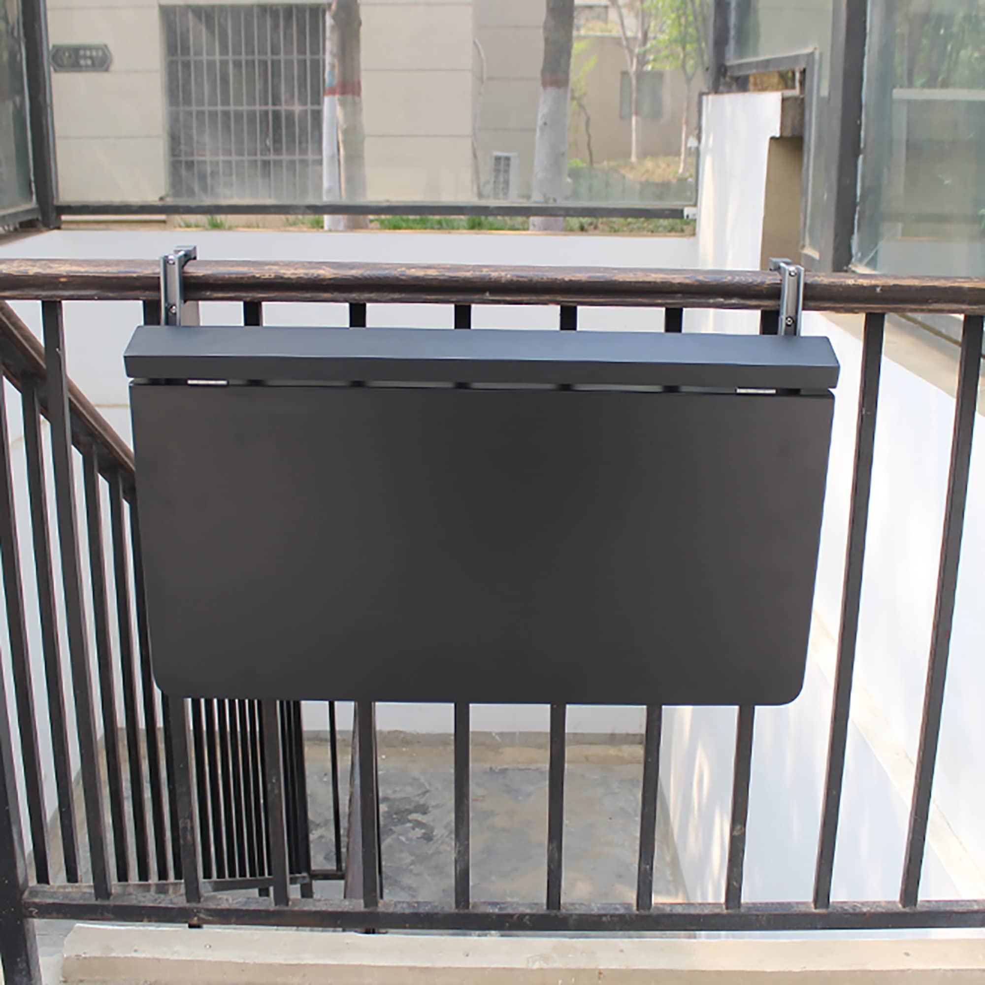 Table De Balcon Suspendue, Table Pliante,table Jardin Exterieur,Multifonctionnel de Levage Petite Barre,Table Balustrade Terrasse,Table Suspendue Rabattable,table Console Extensible ( Color : Nero , S