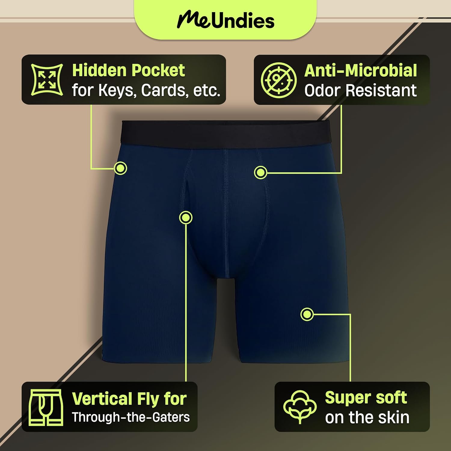 MeUndies – Men’s Breathe Moisture Wicking, Anti Odor, Quick Dry Active Boxer Brief w/Fly – Men’s Underwear - Image 2