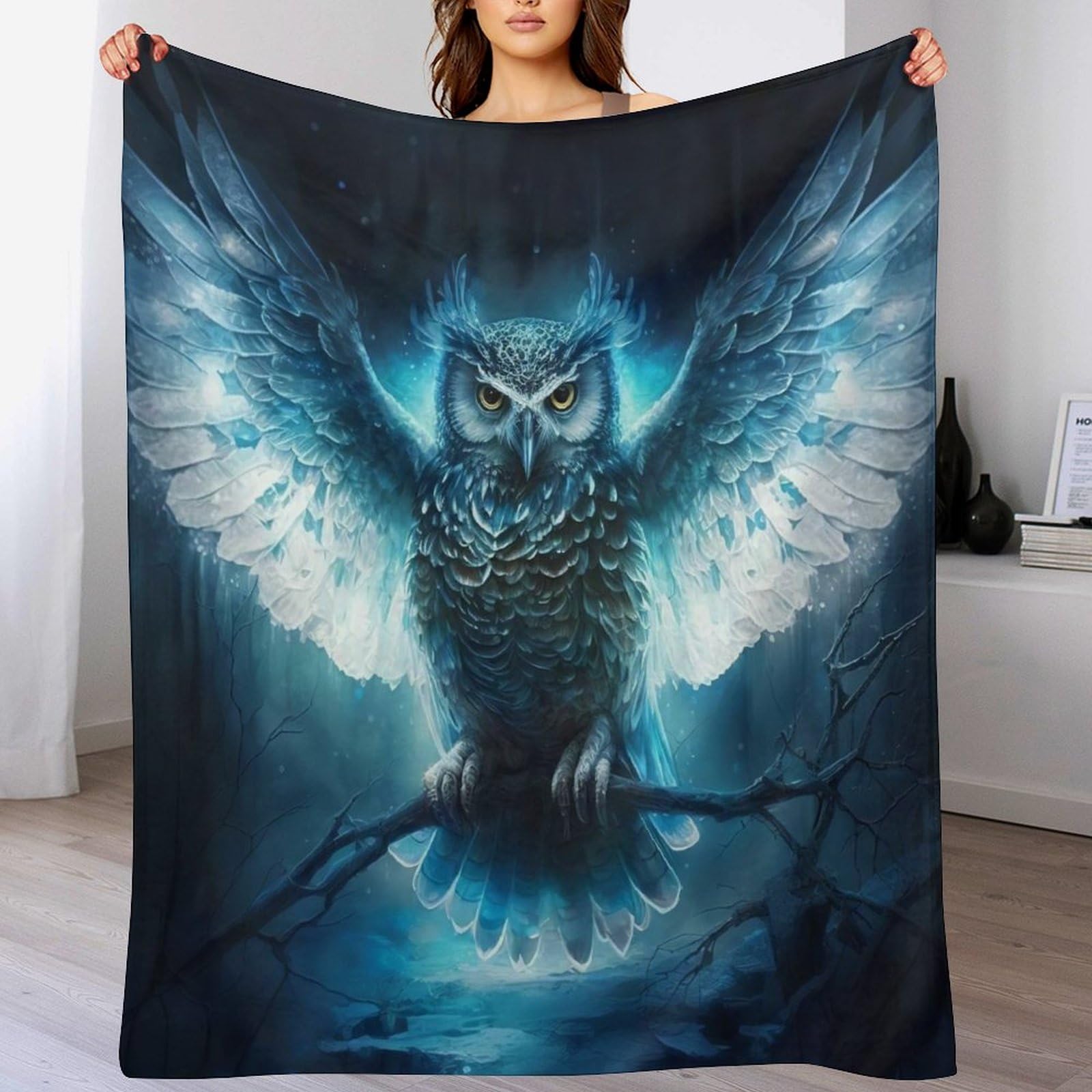 Couverture hibou flanelle 130x180cm plaid enfant adulte impression 3D