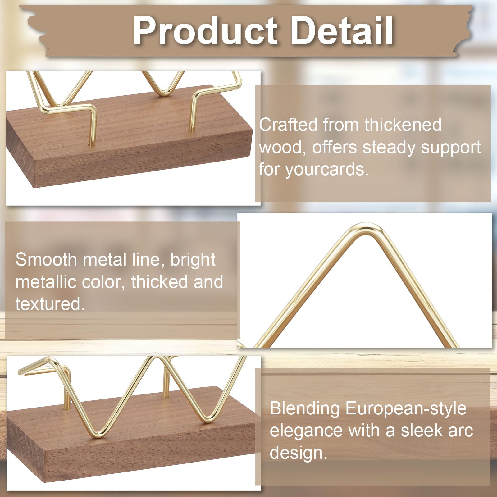 PATIKIL Wood Business Card Holder for Desk 2 Pcs Desktop Business Card Holder Wooden Name Card Display Stand Organizer for Office Home Exhibition Walnut Color - Image 3