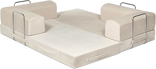 Miniatura 7 de TUFT & FINCH Sofá cama extraíble de 3 plazas premium, sofá biplaza convertible para sala de estar, oficina, apartamento y espacios pequeños, concha