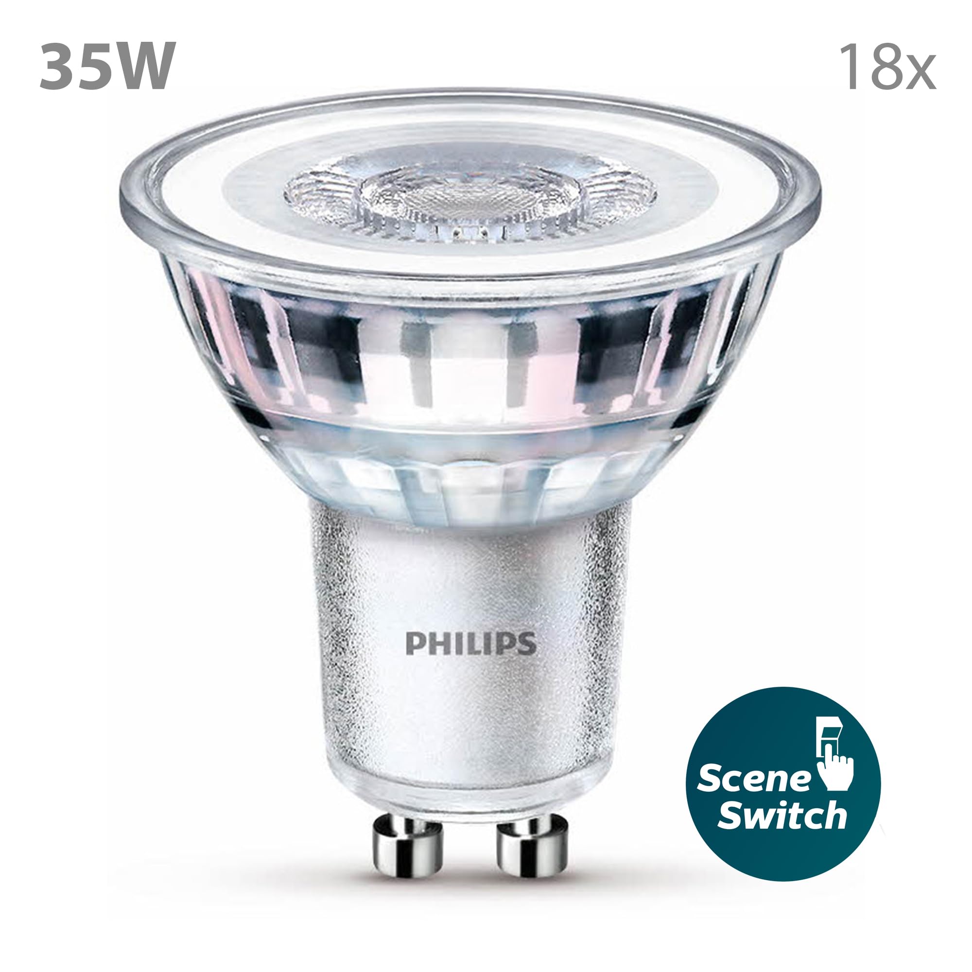 Philips Vorteilspaket - GU10 - SceneSwitch - LED Spot - 50W - Dimmbar - Warmweißes Licht - Set 12 Stück