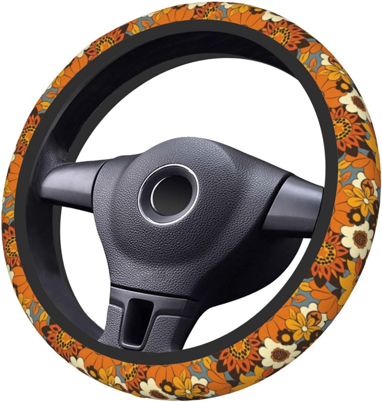 Bohemian Flowers Elastic Steering Wheel Cover, Non-Slip Breathable Neoprene Steering Wheel Covers, Women Car Accessories, Universal 15 Inch Fit Auto, Suvs, Truck - Image 2