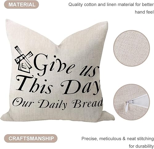 Miniatura 3 de Breathable Throw Pillow Cover 16x16 Inch Give Us This Day Our Daily Bread Elegant Pillow Case Accent Décor Square Linen Pillow Shams for Gallery