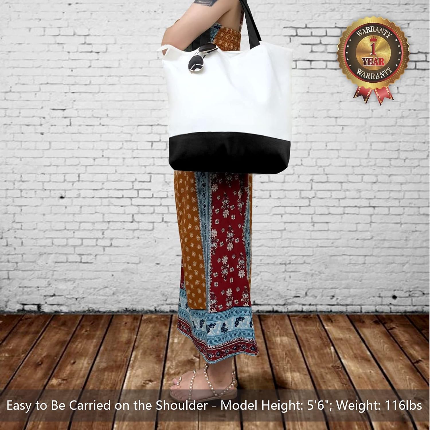 TOPDesign 3-Pack 20'' Super Strong 12oz Cotton Canvas Bags with an Internal Pocket, Top Zipper Closure, Reusable Grocery Shopping Cloth totes, Fashionable Black/White Bags for Crafts, DIY Your Designs