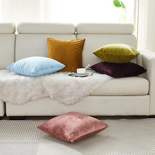 Miniatura 7 de Juego de 2 fundas de almohada decorativas de terciopelo suave y grueso de 20 x 20 pulgadas para sofá, cama, silla, amarillo dorado