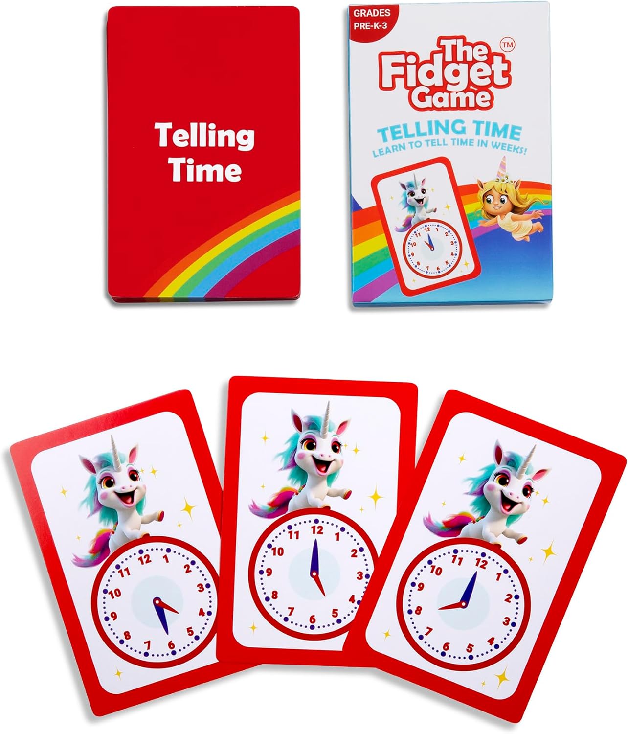 The Fidget Game Learn to Tell Time Analog Clock Game Flash Cards