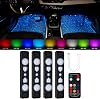 PIFOOG Interior Car Lights LED Wireless RGB Cars Inside Ambient Lighting Remote Automotive Neon Accent Starry Atmosphere Light Kit for Auto Under Footwell Roof Decoration USB Magnetic Cool 4PCS