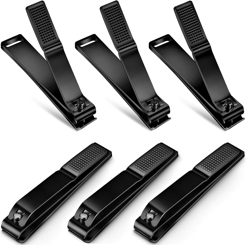 Mudder 6 Pcs Large Toenail Clippers Straight Edge Thick Nails,Black | Stainless Steel Nail Clippers for Men Women, Sharp Straight Blade, Professional Toe Care, Durable Heavy Duty Cutters