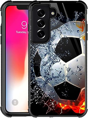 CARLOCA Funda compatible con Samsung Galaxy S21 FE, diseño de compañero de fútbol chisporroteante para niñas y niños, a prueba de golpes,