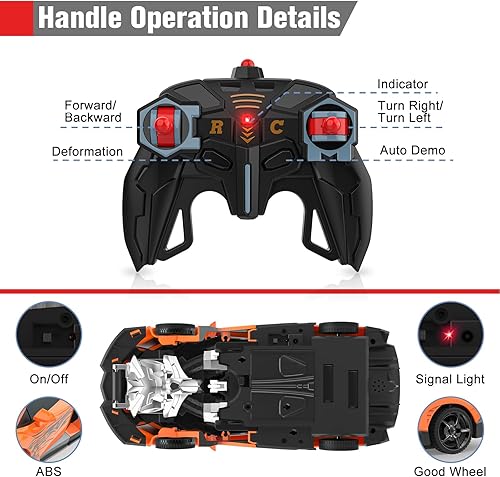 Miniatura 5 de Transform Rc Cars para niños de 4 a 7 y 8 a 12 Bluejay de 24 Ghz a escala 118 robot transformador de automóvil de deformación con un botón rotación
