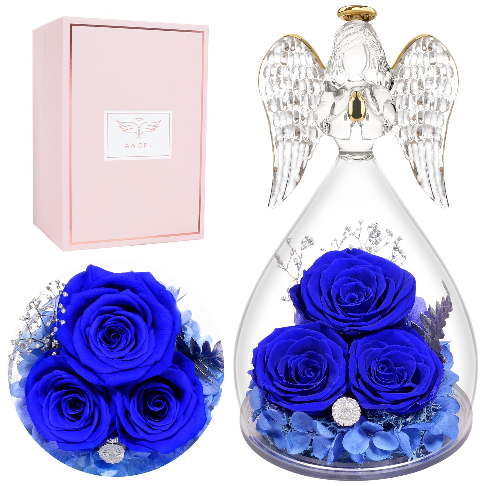 Rosa Eterna Stabilizzata Con Angelo In Vetro – Regalo Originale Per La Festa Della Mamma - 2