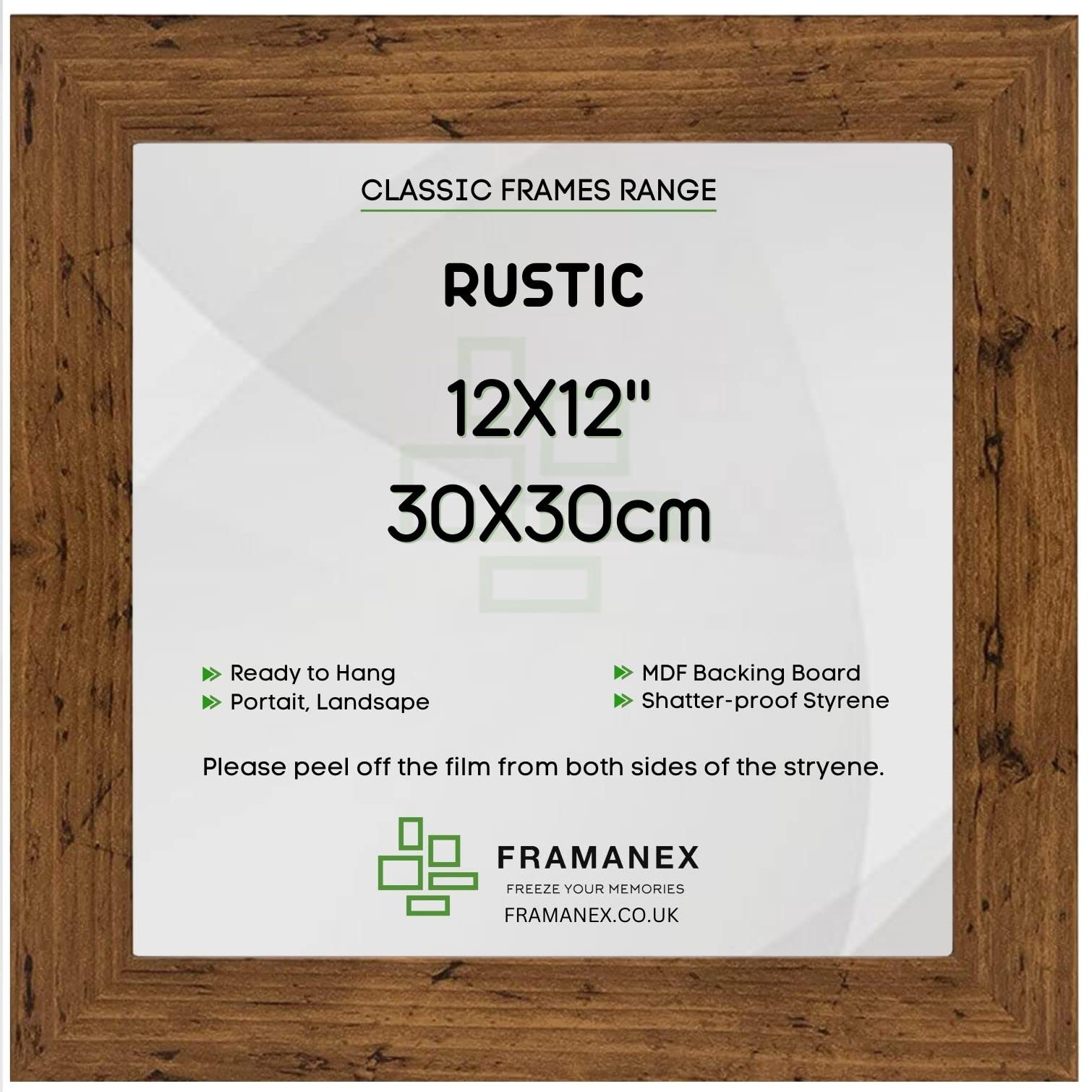 FRAMANEX Modern Rustic Colour 30X30 CM Picture Photo Poster Frames | 30X30 CM Square Picture Frame | Wood Finish Photo Frame