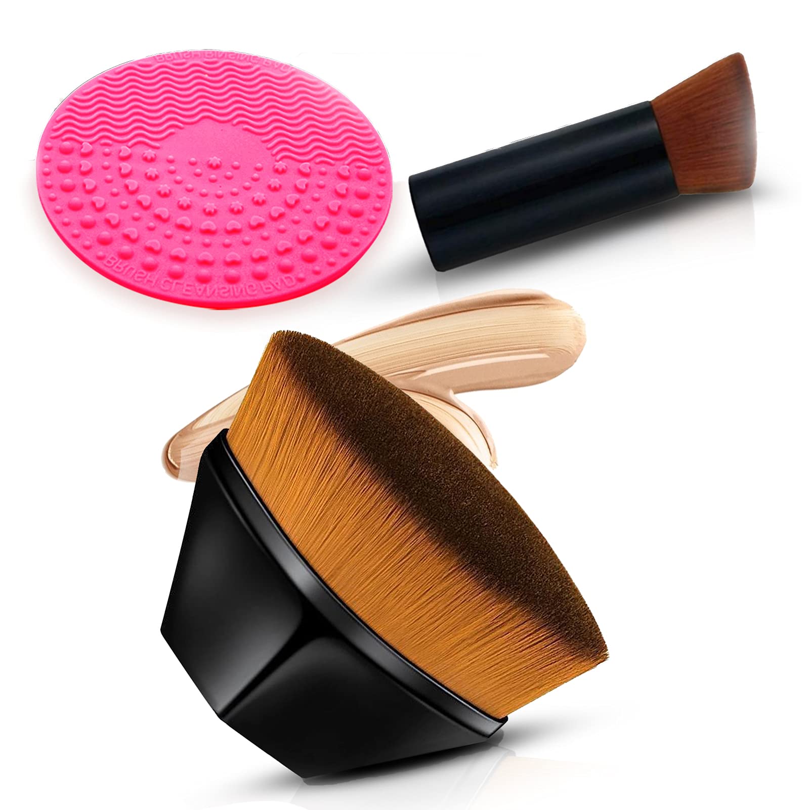 Foundation Makeup Brush,Magic beauty brush,cleaning pad,Petal-Shaped Multifunctional No Trace High Density Seamless Makeup Brush,Suitable for Mixed Liquid, BB Cream or Flawless Powder Cosmetics