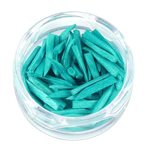 Miniatura 2 de JMU Cuñas de madera dentales, 100 piezas desechables de madera coloridas, color verde (0.059 x 0.079 x 0.551 in)