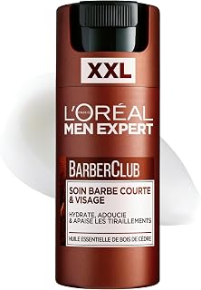 L'Oréal Men Expert Barber Club Soin Barbe Courte Visage Hydratant 100ml, produit de rasage flacon de 100 ml