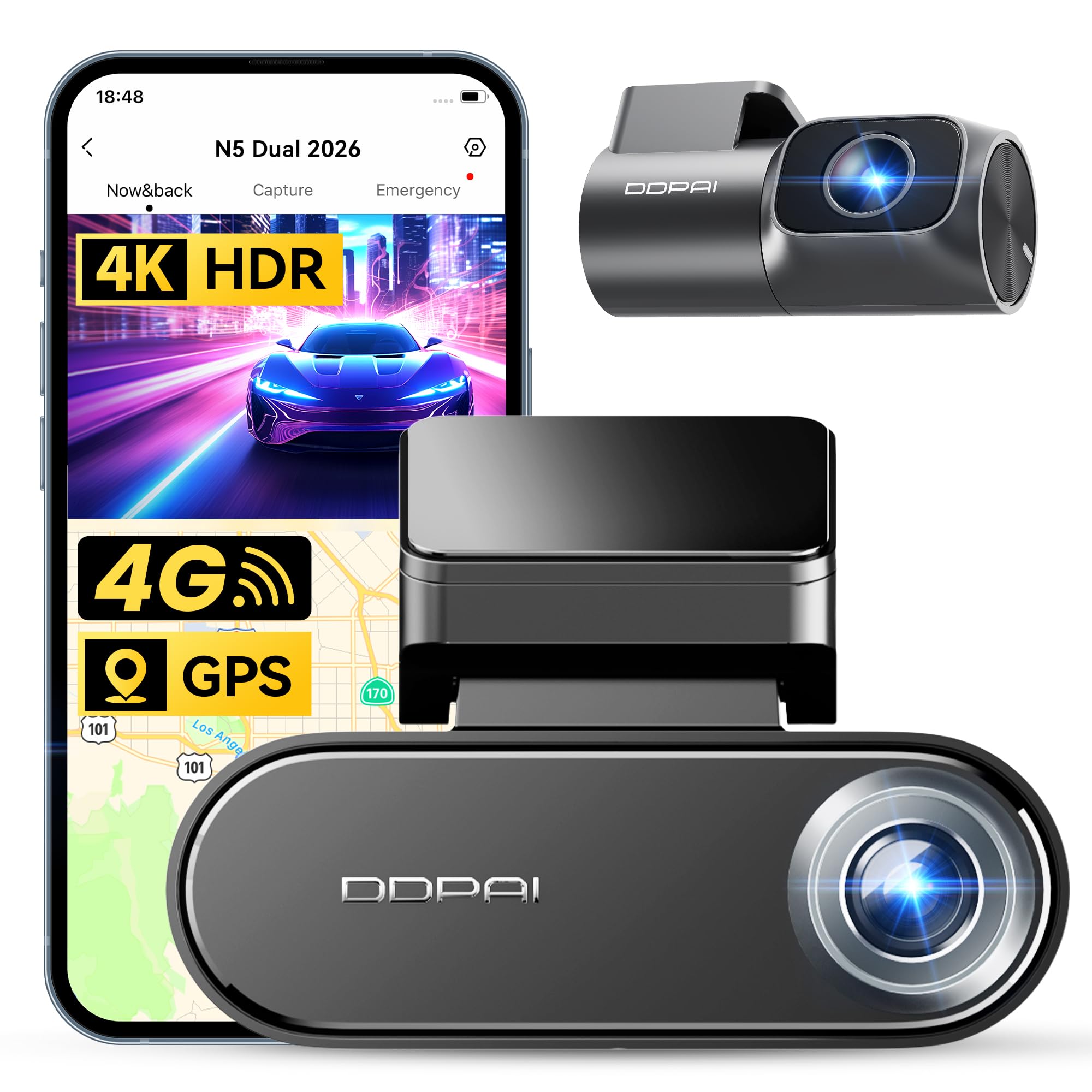 Amazon.com: DDPAI Dash Cam Front and Rear 4K+1080P, Dash Camera