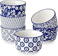 Vista 10 de vancasso Selene - Juego de 6 mini ramequines de cerámica de 4 onzas, tazas para hornear aptas para horno para crème brûlée, soufflés, postres