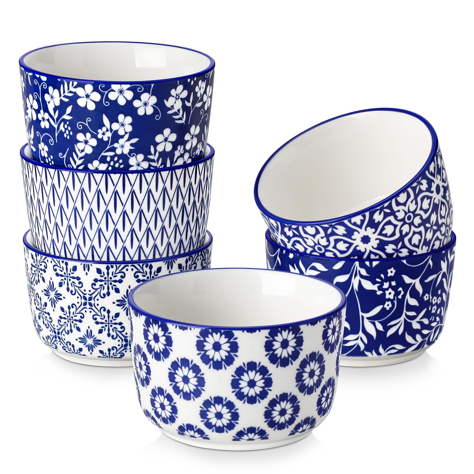 vancasso Selene 6 Oz Ramekins Set of 6,Small Porcelain Soufflé Dessert Cups | Vintage Flo…
