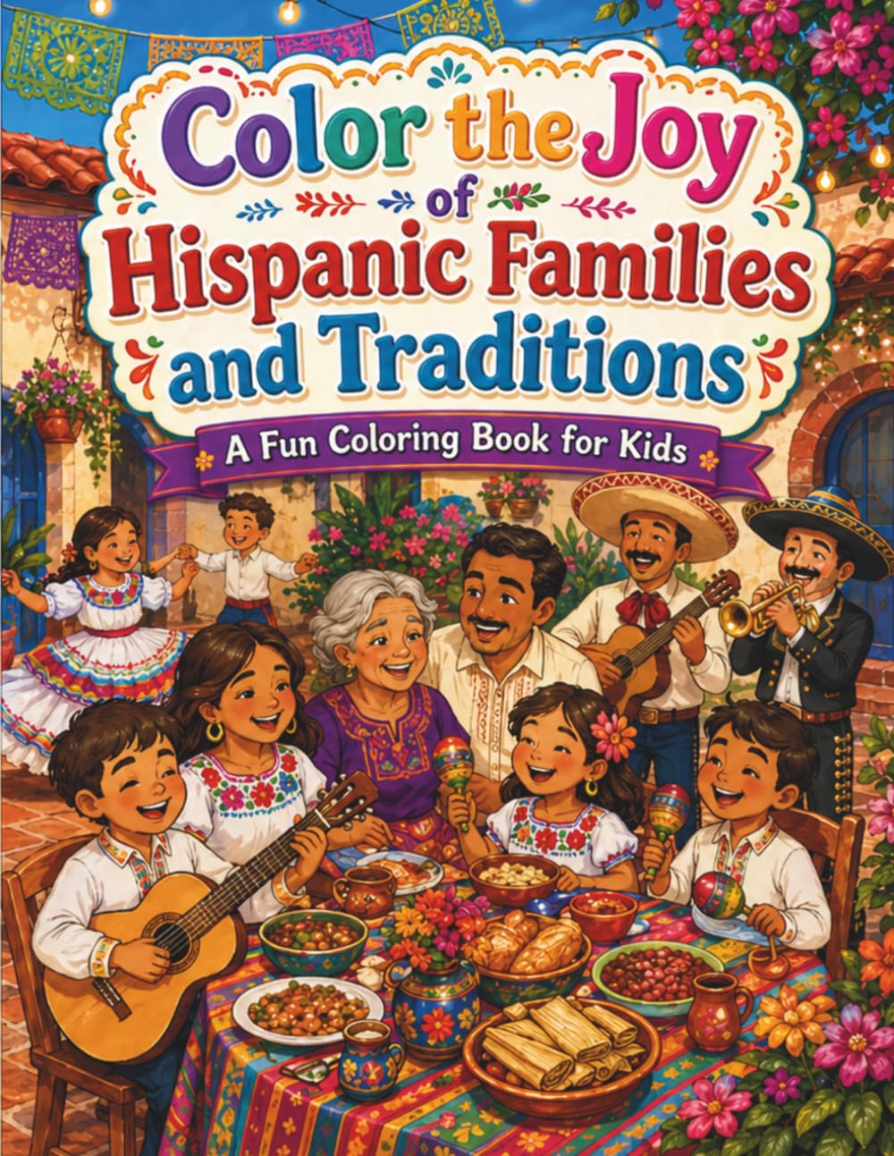 Color the Joy of Hispanic Families and Traditions: A Fun Coloring Book for Kids Celebrating Culture, Family, Food, Music, and Everyday Moments