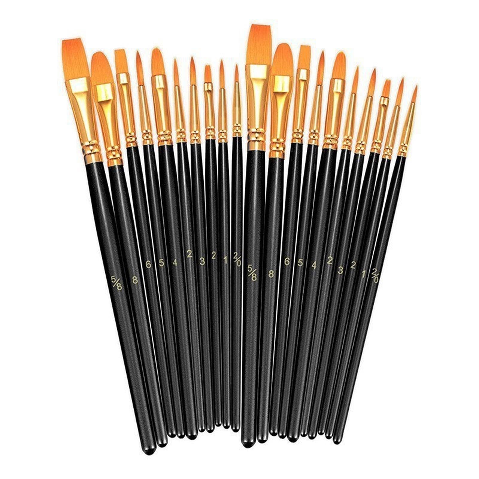 20 Pcs Paint Brush Set, Small Paint Brushes, Nylon Professional Artist Paint-Brushes for Acrylic Painting, Oil-Painting, Watercolor Painting, Face-Painting, Artists, Adults,Kids,Different Sizes(Black)