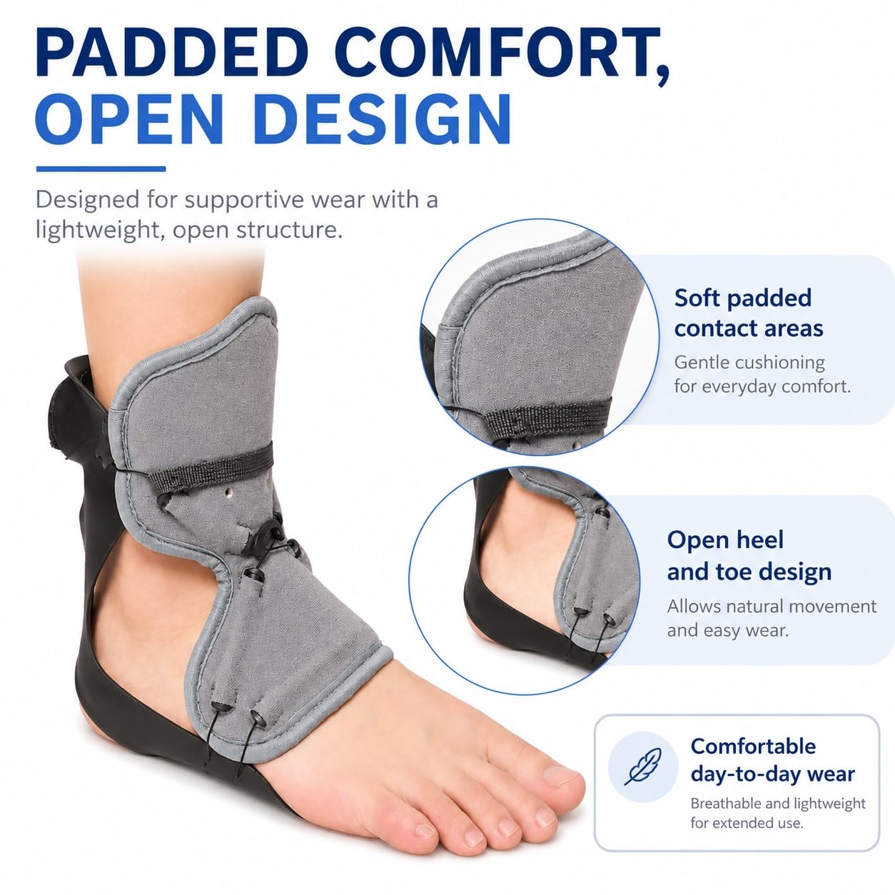 Genérico Férula AFO para pie caído, con Correas Ajustables, para Deporte y Caminar a Diario, Modelo CJDW1075 (Right M)