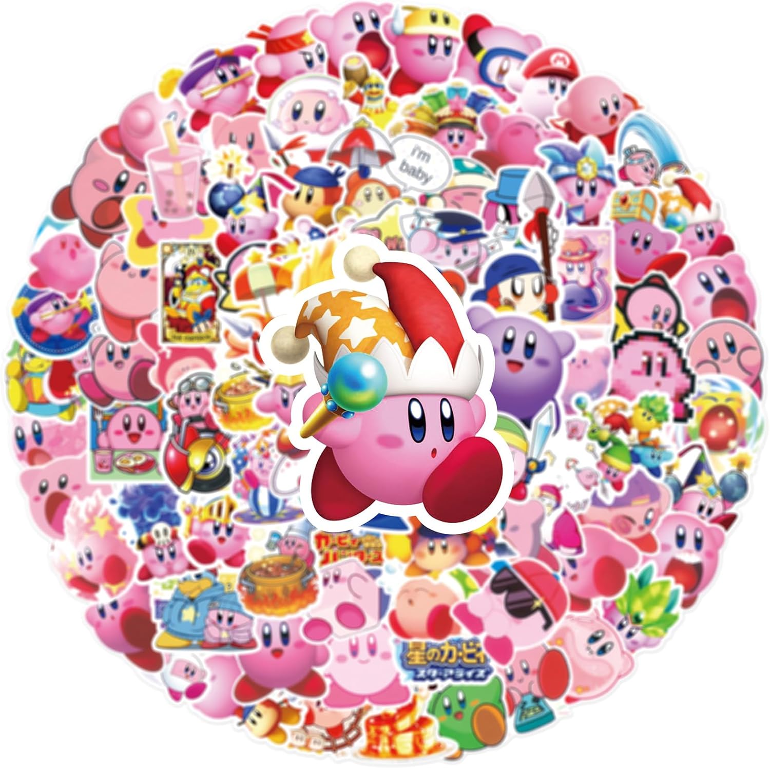 100PCS Cartoon Kirby Stickers for Kids,Vinyl Waterproof Decal for Water Bottle Laptop Toy Sticker for DIY Decorate Bumper Phone Hard Hat Kids Teens Gifts (Kirb) - Image 5