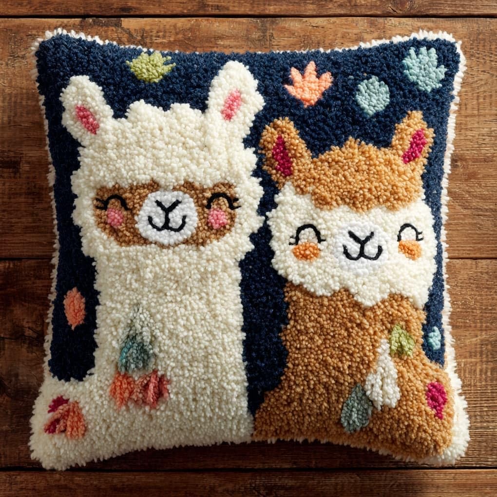 WallustrioaW Latch Hook Kits Pillow for Adults,Animal Alpaca
