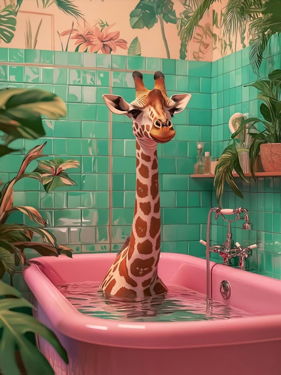 HKLIOPU Diamond Art Kits Adults,Giraffe in the Bathtub 5D Diamond Painting Kits,Full Drill Gem Art Kits DIY Kids and Crafts Home Decor 12x16inch โ image 1
