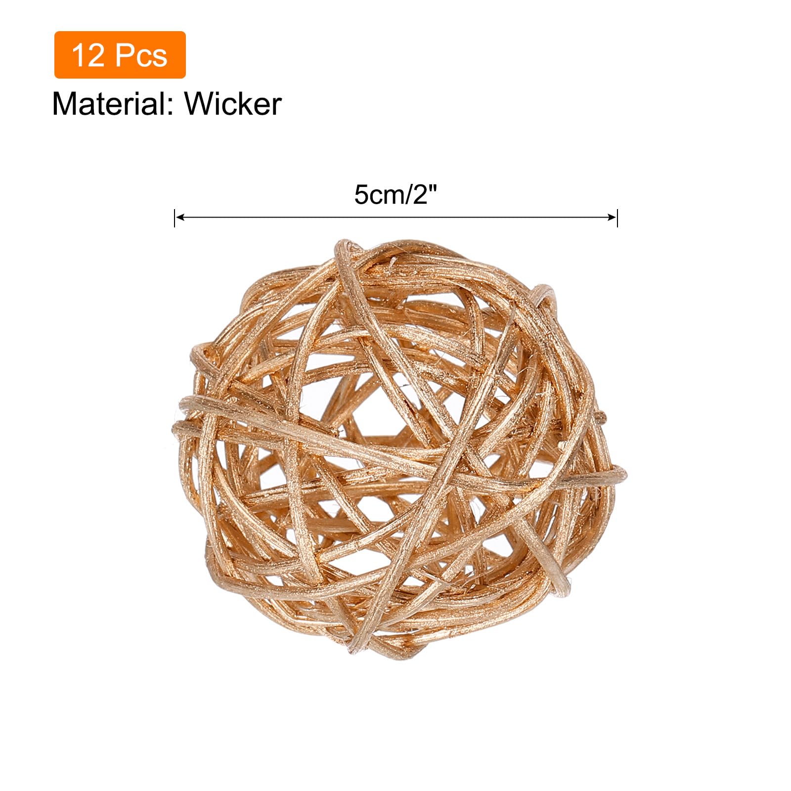 sourcing map 12 palline decorative in rattan da 3,5 cm, per matrimoni