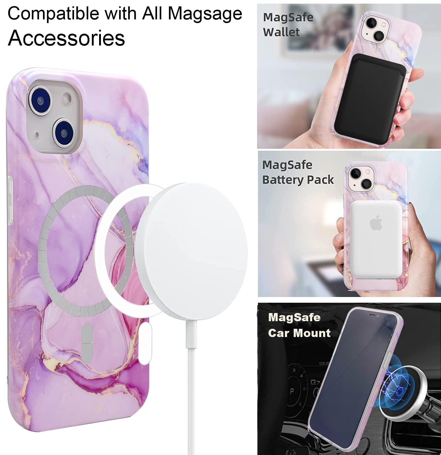 Coiwxmoi Cover Magnetica per iPhone 13 mini 5,4, Compatibile con MagSafe, Custodia Traslucida Matte con Aesthetic Disegno Fiori, Ultra Sottile TPU Hard PC Antiurto Ragazze Protettiva Case, Nero 01