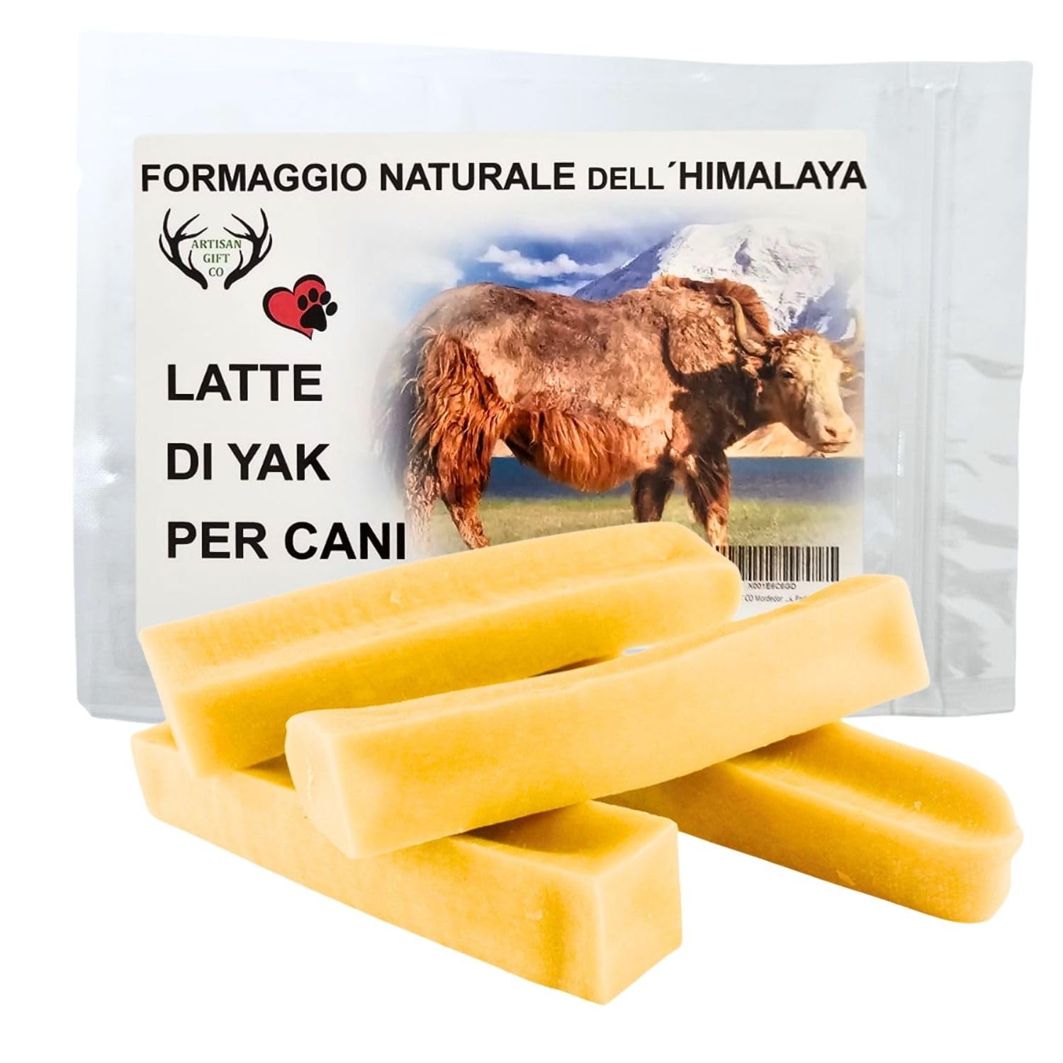 Latte di Yak per Cani e Cuccioli, taglia L - 4 u. | Barrette da Masticare al Formaggio Naturale – Snack Dentale a Lunga Durata