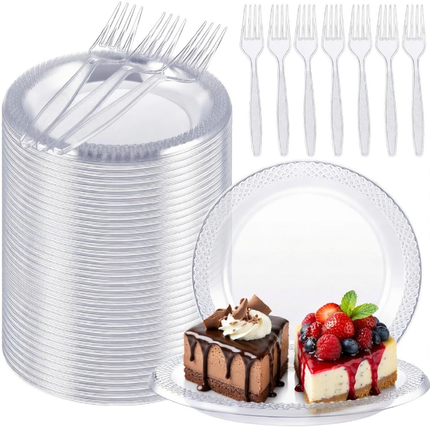 Amazon.com: Hushee 600 Pcs Clear Plastic Dessert Plates 6'' with