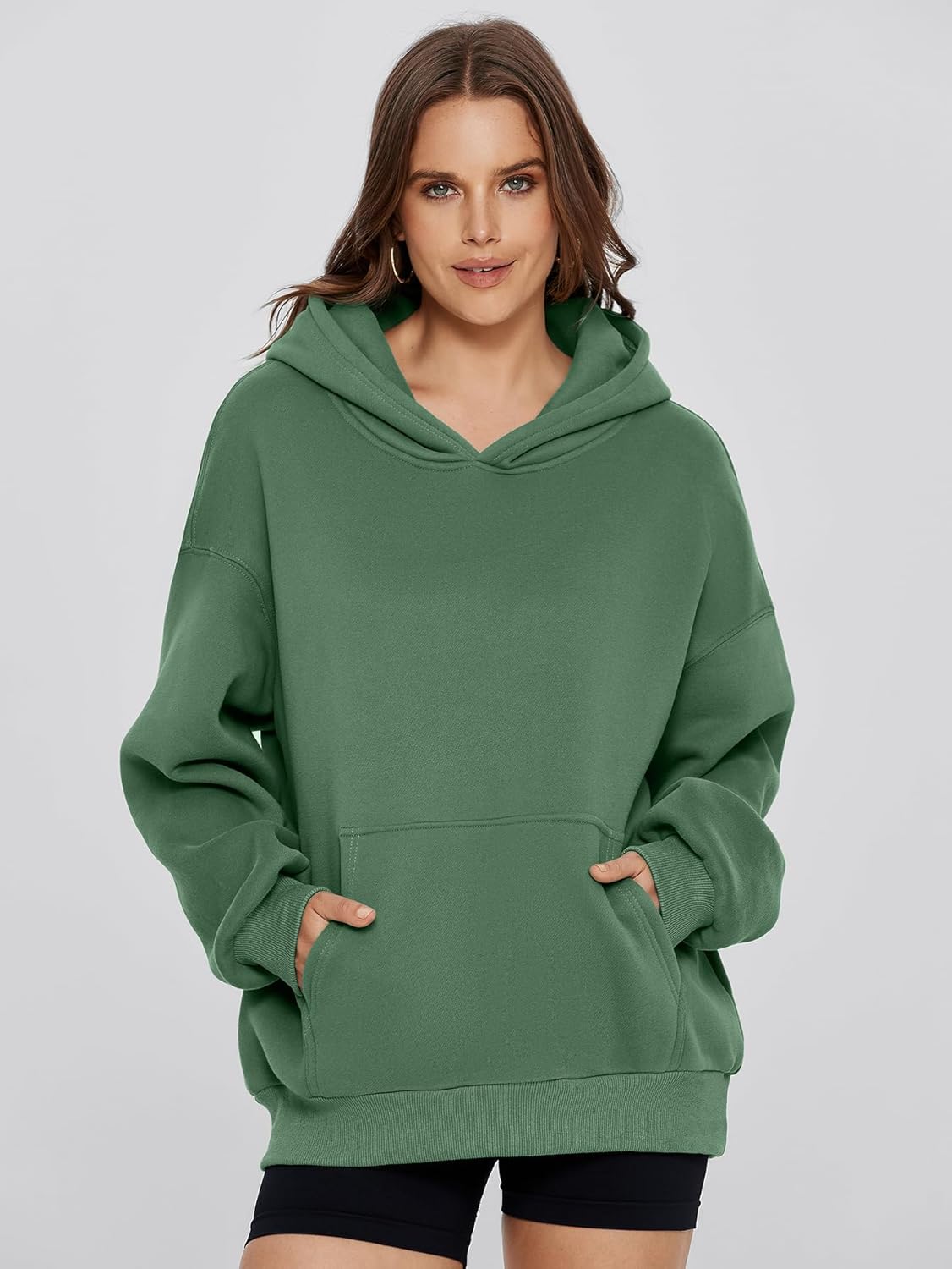 Glamaker Women's Oversized Essentials Hoodies Fleece Sweatshirts Fall Long Sleeve Sweater Pullover Hoodie With Pocket - Image 4