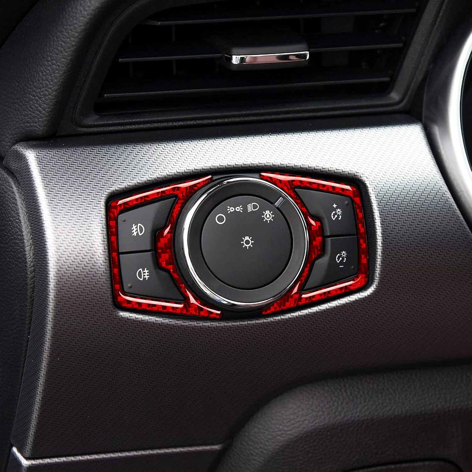 Car Headlight Switch Sticker Carbon Fiber Decal Interior Trim Accessories for Ford Mustang 2015 2016 2017 2018 2019 2020 2021 2022 2023