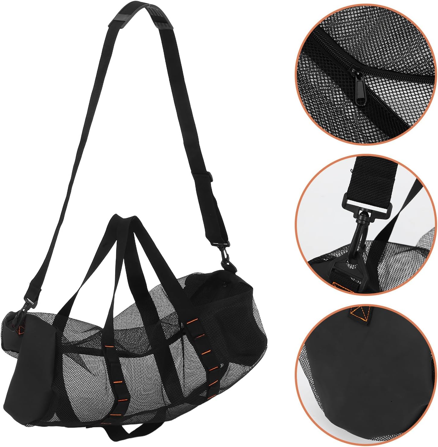 Mesh Beach Bag and Dive Duffel Large Capacity Breathable Quick-dry Mesh Swim Equipment Bag for Outdoor Swimming Snorkeling and Travel Storage Black
