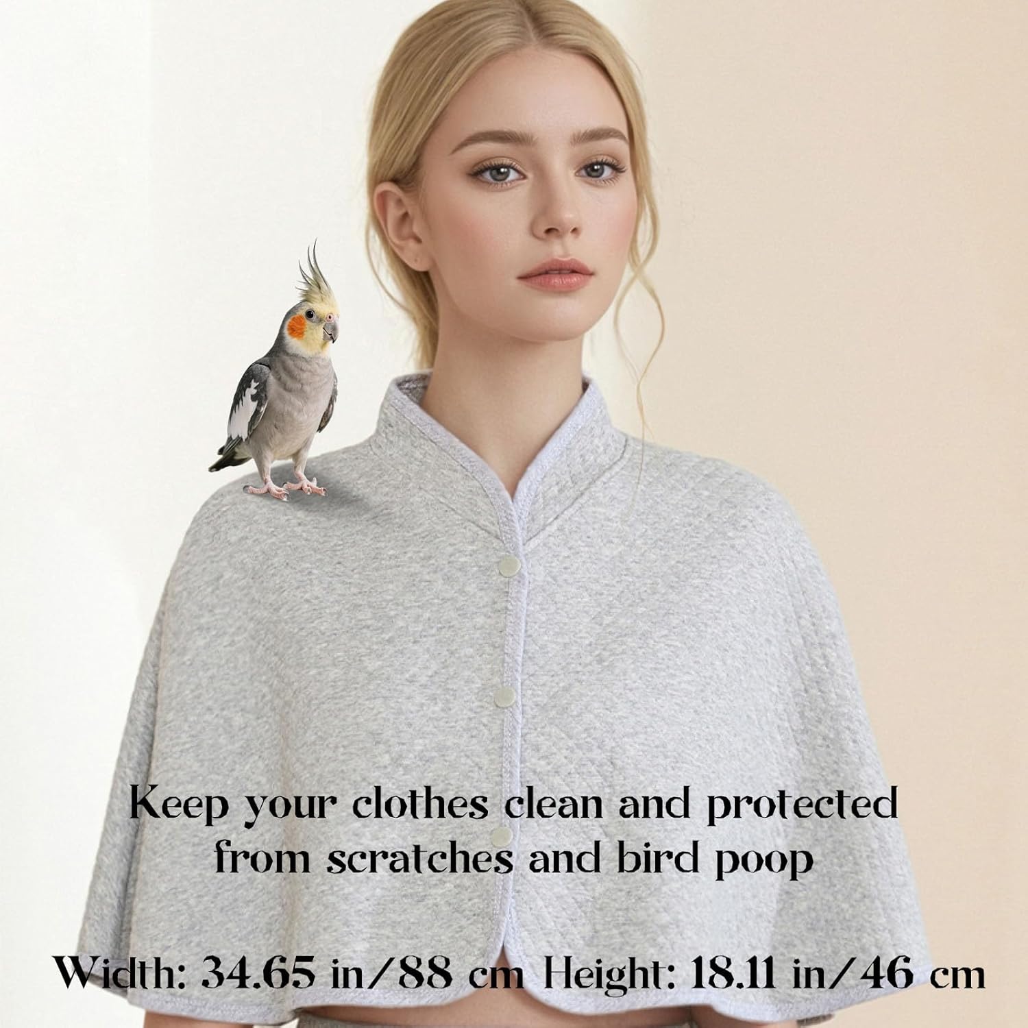Reusable Parrot Diaper & Shoulder Protector - Poop Catcher Cloak for Cockatiels, Conures, Parakeets, Lovebirds, Small Macaws - Parrot Toys (Grey - Square, Large)